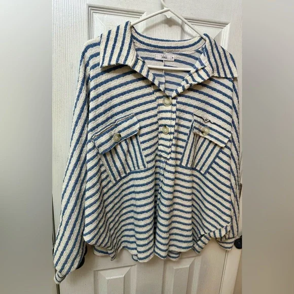 TALULAH Blue and White Striped Set, Medium - Picture 2 of 6